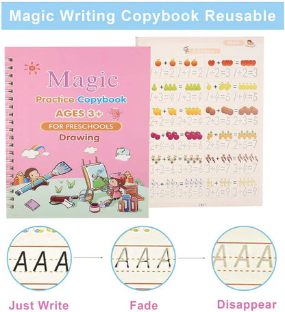 Magic Practice Copybook (4 BOOKS,1 PEN,1 GRIP,10 REFILL)